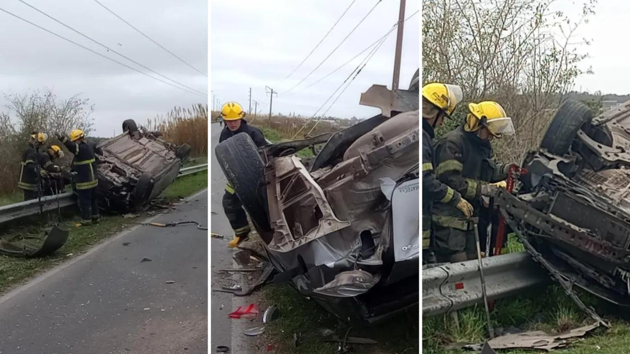 La colisión se registró este martes en Berisso y uno de los conductores resultó herido. El auto que volcó tenía pedido de captura, tras haber sido robado.