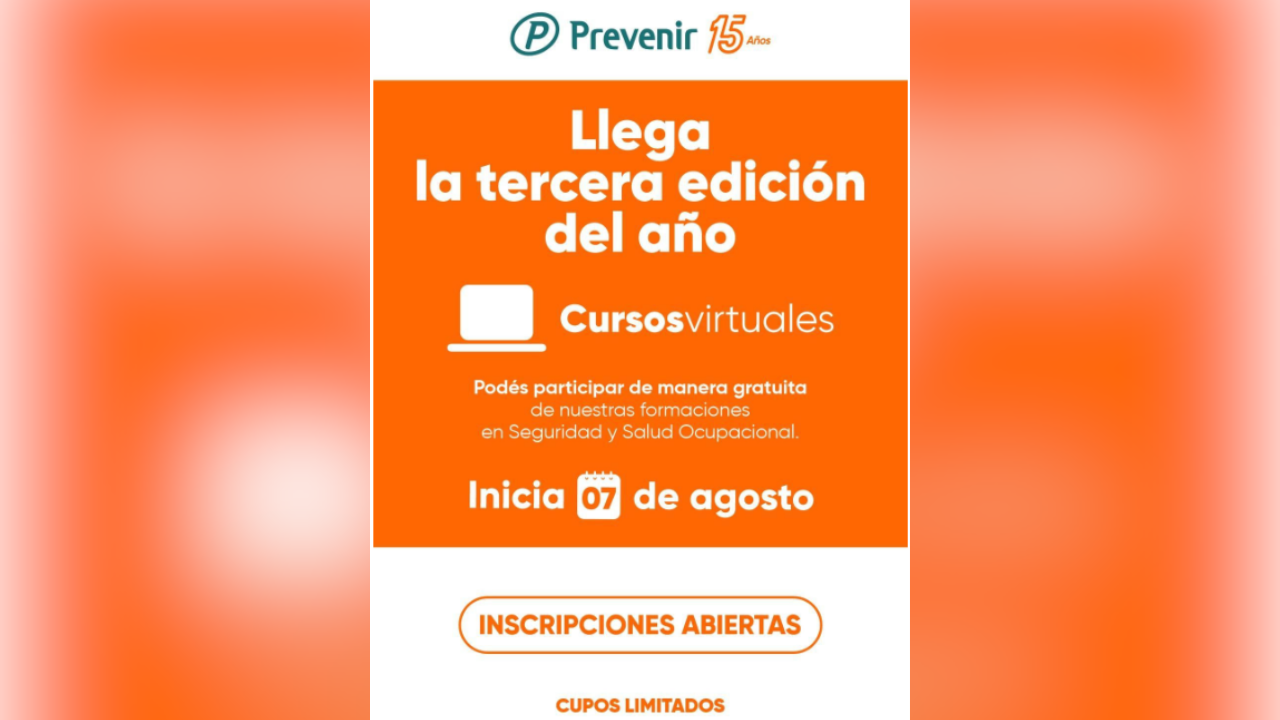 Fecha: Inicia 07 de agosto. Gratuito. Cupos limitados.
