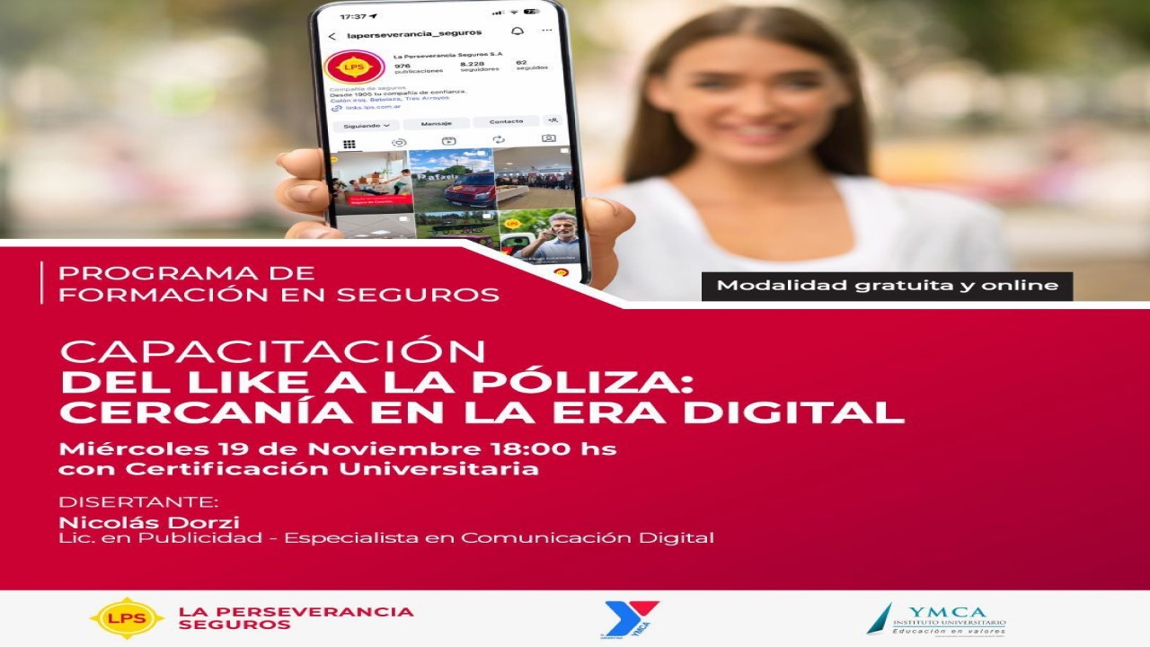 El próximo 19 de noviembre tendrá lugar la última capacitación del año de La Perseverancia Seguros. Gratuita, online y con certificación universitaria.