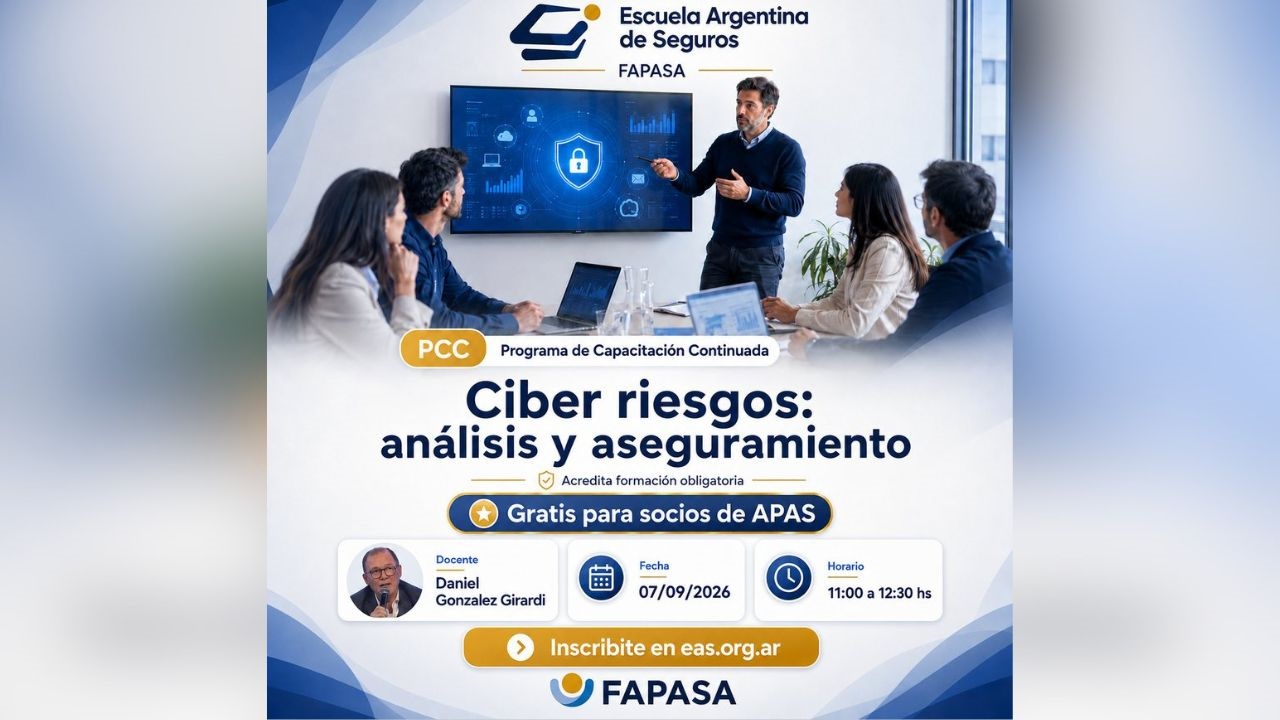 Fecha: 07/09/2026. Tema: Los riesgos digitales. Docente: Daniel González Girardi. Inscripción: Solo con tu DNI. Gratis para socios de APAS.