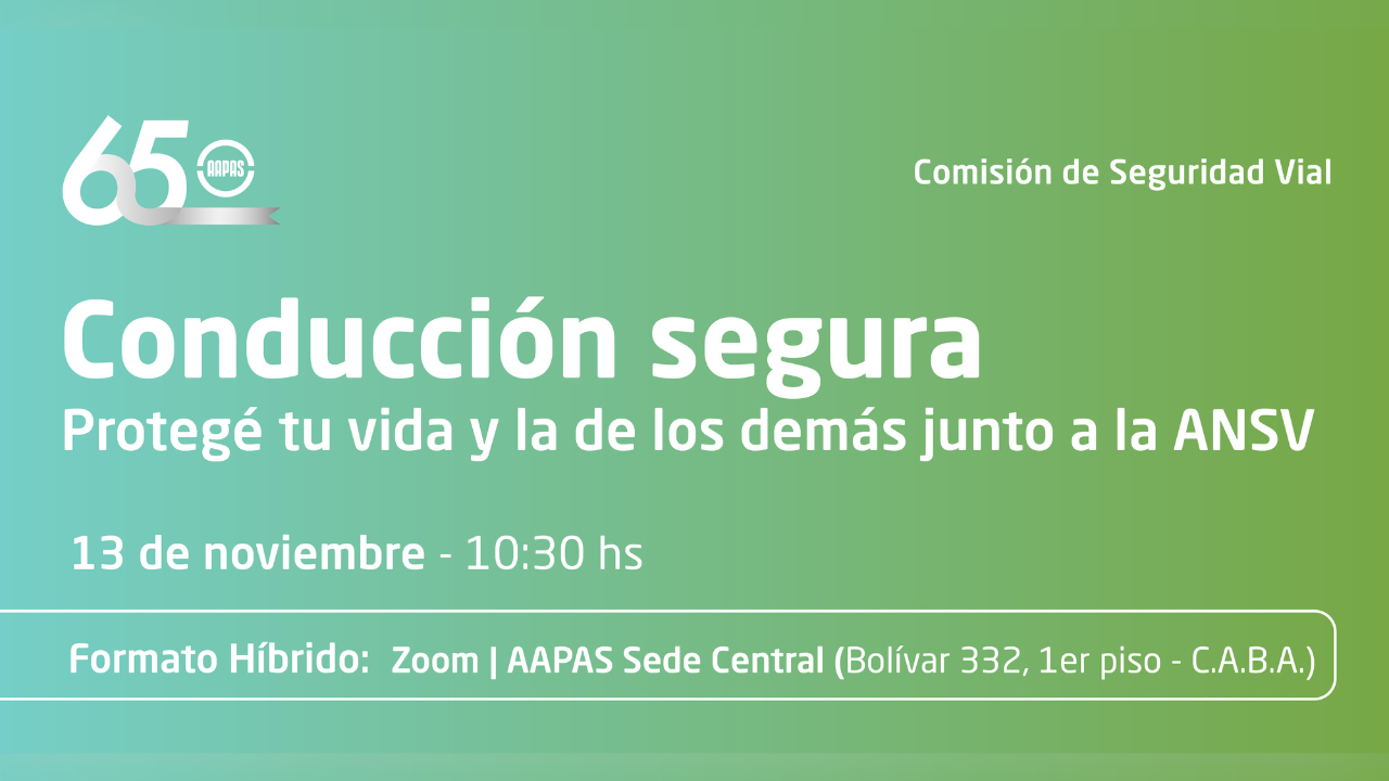 Fecha: 13/11. Gratuita. Formato Híbrido. Se abordarán temas esenciales sobre seguridad vial, el rol del conductor y los cuidados que todos debemos tener en el espacio público.