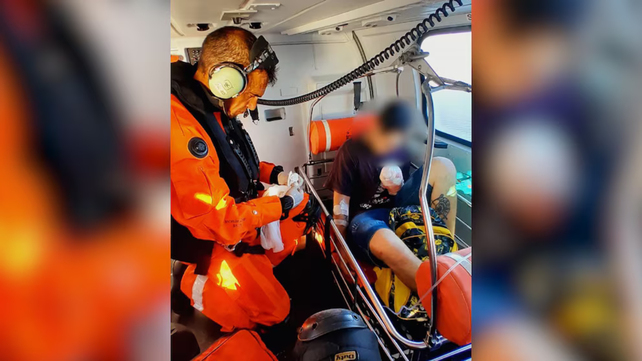 El operativo se realizó a unos 200 kilómetros de Mar del Plata. El hombre sufrió la amputación de cuatro dedos.