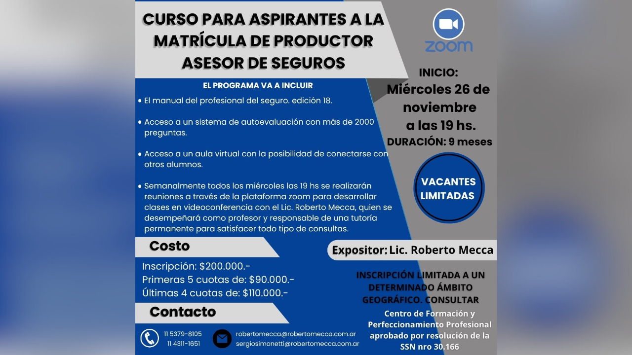 Comienza el Miércoles 26 de noviembre de 2025, con una extensión de nueve meses. A través de la plataforma de Zoom. Vacantes limitadas.