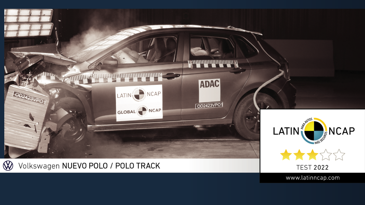 El proceso de auditoría confirma, después de las evaluaciones y cálculos, que el Volkswagen Polo Track tiene el mismo desempeño del Nuevo Polo de tres estrellas Latin NCAP.