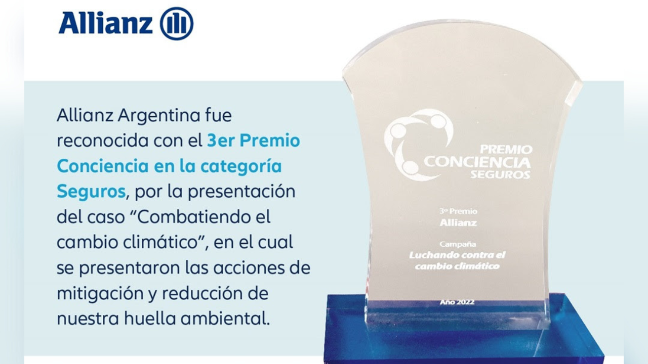 Allianz Argentina fue reconocida con el 3er Premio Conciencia en la categoría seguros por la presentación del caso "Combatiendo el cambio climático"...