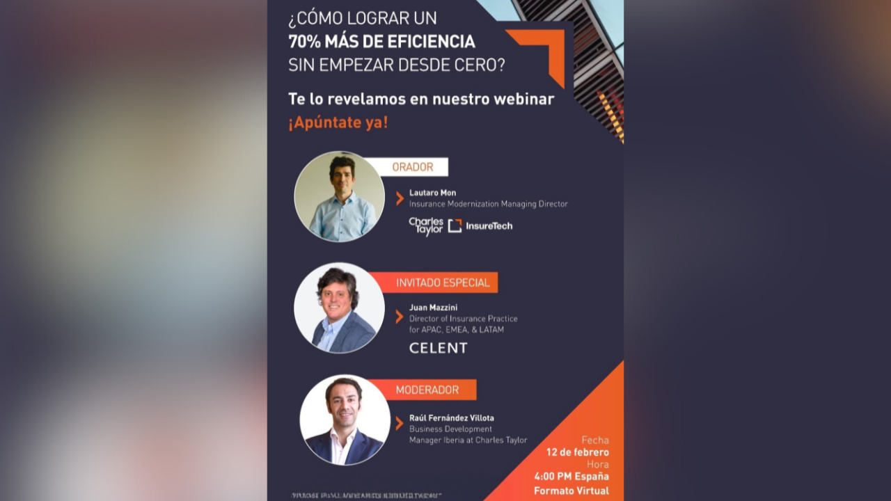 El 12 de febrero, a las 12hs. Charles Taylor con la participación de Celent, abordarán algunas de las tendencias clave en materia de modernización digital en seguros.